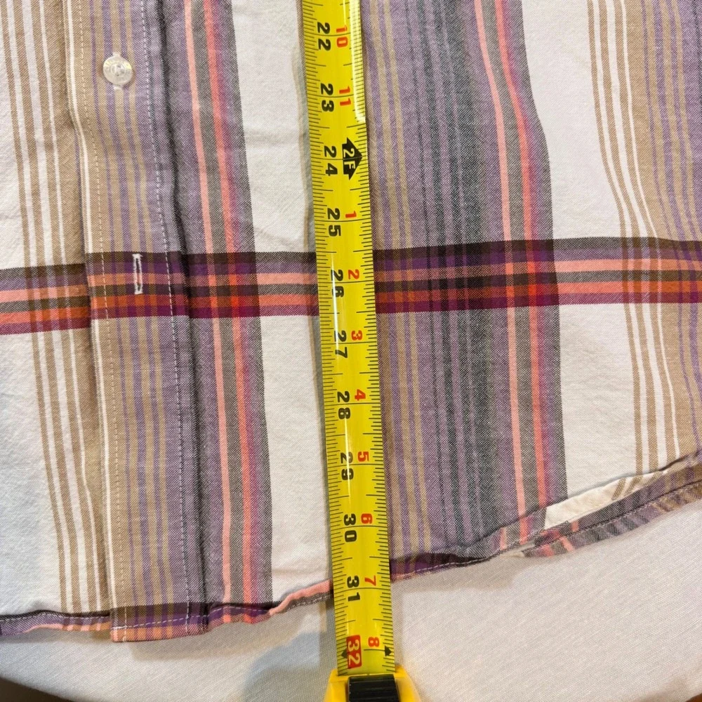Cinch Button‎ Down Mens M Purple Tan Plaid Short Sleeve Western Casual Cowboy
